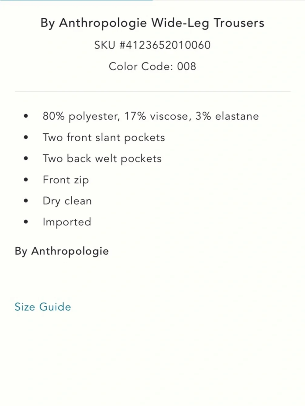 By Anthropologie Wide Leg Trousers - Picture 5 of 5